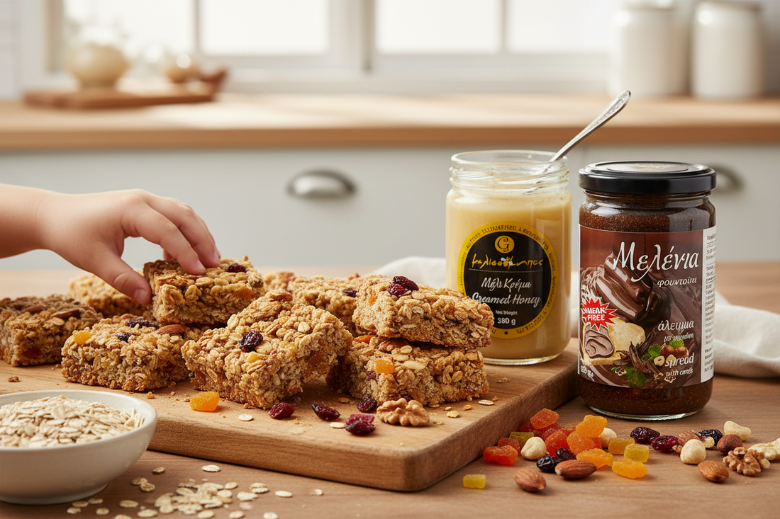 Υγιεινά snacks με άλειμμα μελιού για παιδιά και ενήλικες